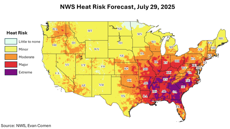 As Southeast Heat Wave Peaks on Tuesday, These Cities Will Be Hit The Hardest