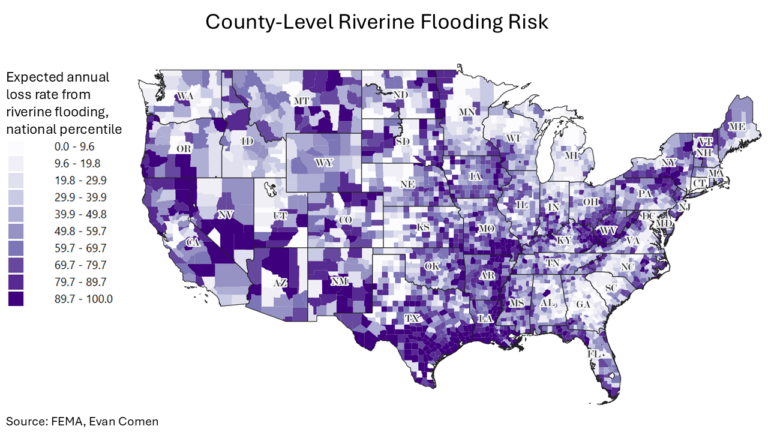 Floods Like In Texas Are Becoming More Common: These Are the Counties With the Greatest Riverine Flood Risk