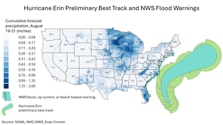 The Major Cities That Hurricane Erin Could Impact