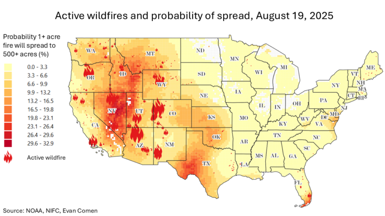 Wildfires With the Greatest Chance of Becoming Megafires Right Now