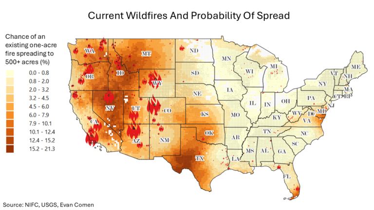 The Wildfires With the Greatest Chance of Spreading Right Now