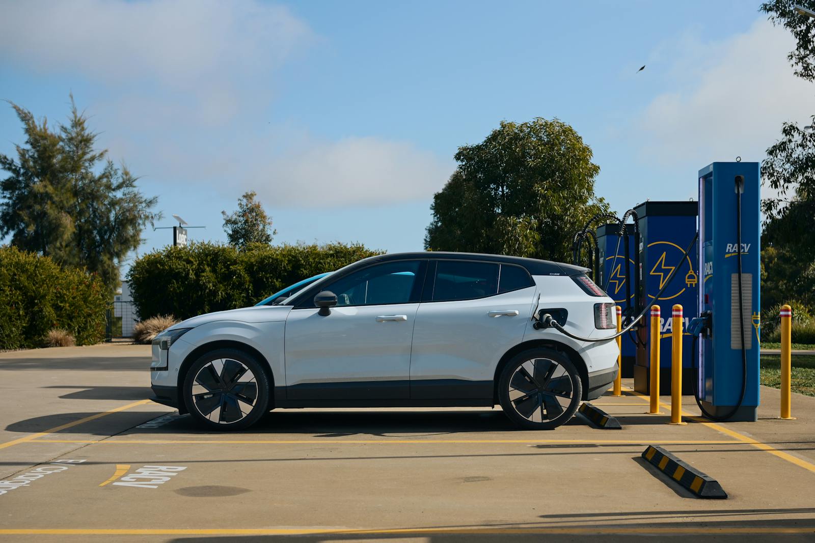 Electric vehicle charging at a station in Barnawartha, VIC, Australia.