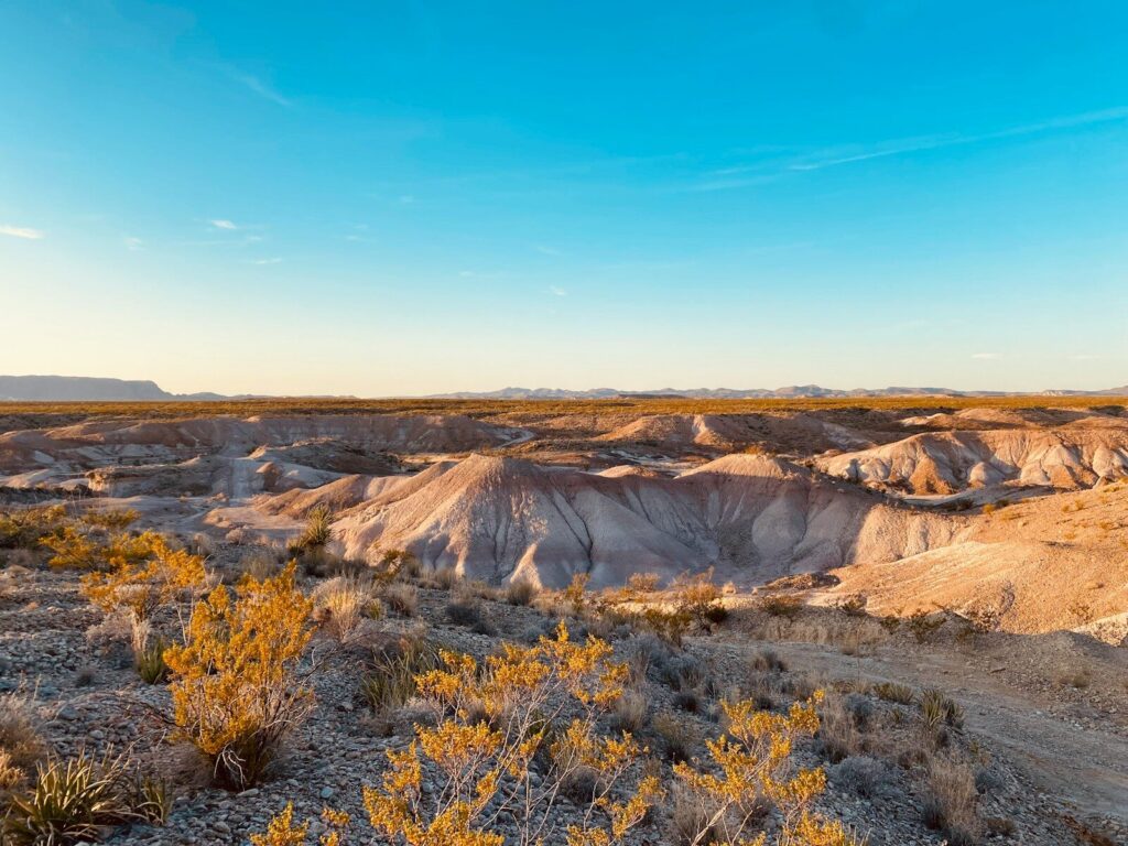 a view of a desert landscape from a distance