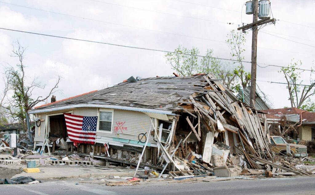 Barber Shop located in Ninth Ward, New Orleans, Louisiana, damaged by Hurricane Katrina in 2005
